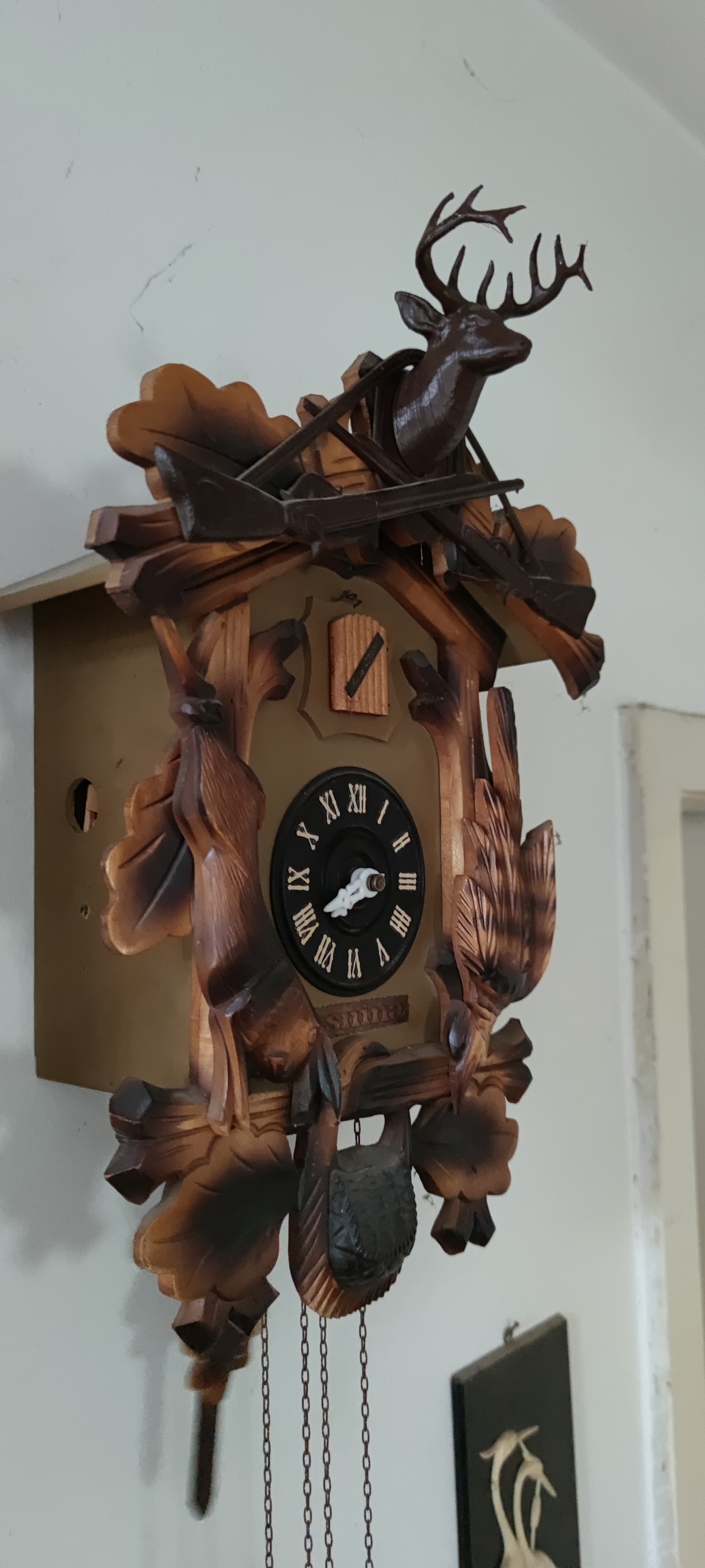 Lesnina cuckoo clock: 3d printed hands and deer